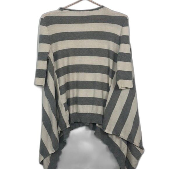 R&J Couture Striped v-Neck Sweater Oversized 1/2 Sleeve Large (T253) - Picture 7 of 7